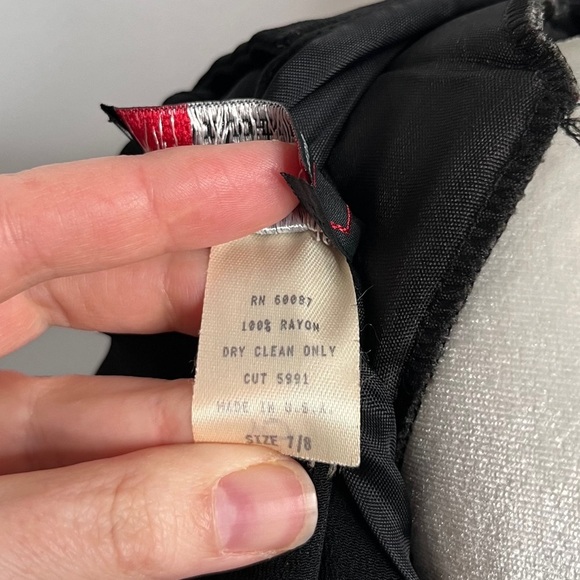 Vintage 80s Little Black Dress Statement Sleeves Open Back Knee Length Size 7/8 - Picture 9 of 11